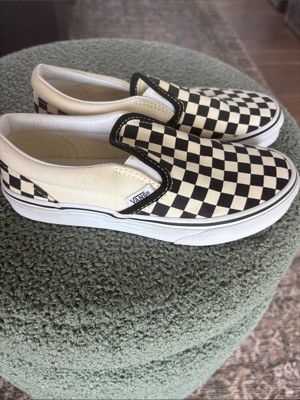 Vans Kids Slip-On Checkerboard Sneakers - Black & Cream